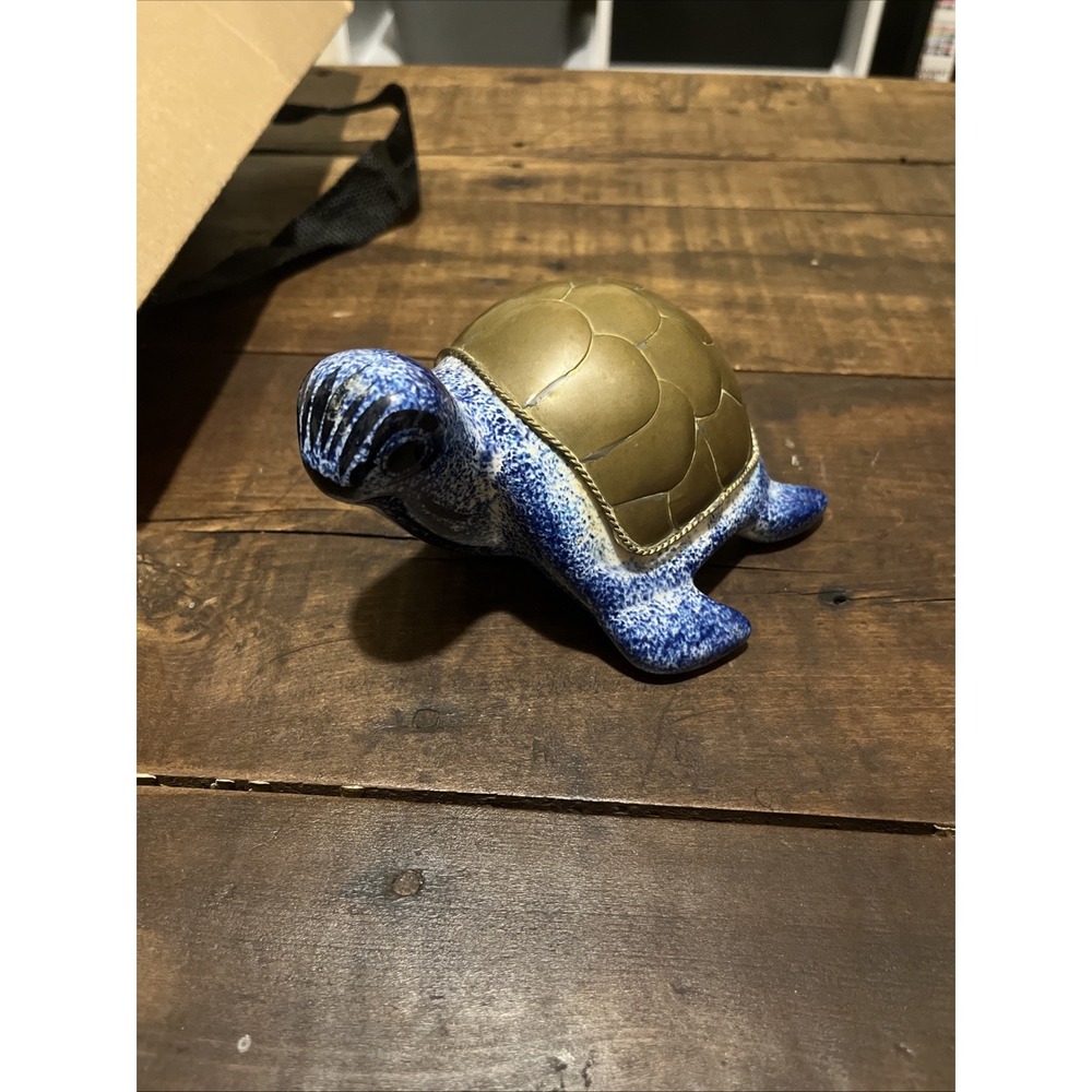 Tonala  Mexican Pottery Turtle with Brass Shell 5"